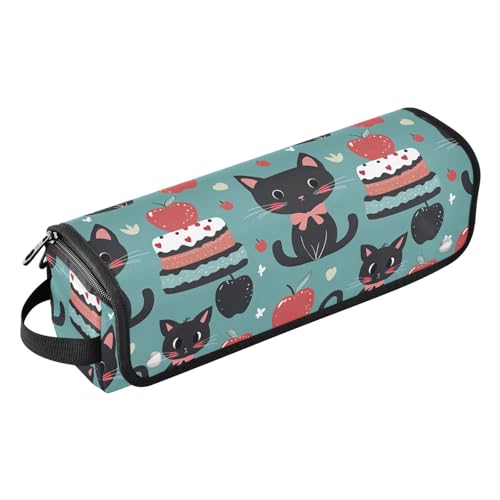 Schwarze Katze, Cartoon-Obst-Haar-Werkzeuge, Reisetasche mit hitzebeständigem Pad, tragbarer Haarstyling-Werkzeug-Organizer für Glätteisen, Lockenstäbe, tragbarer Organizer, Porta-Kosmetika von Amooorous
