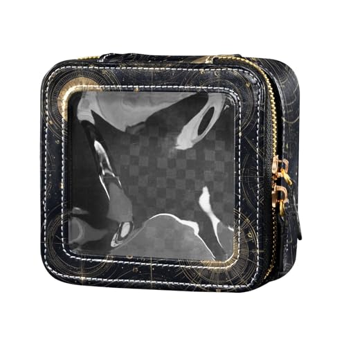 Schwarze und goldene Tarot-Astrologie-Make-up-Tasche für Geldbörse, Kulturbeutel mit Reißverschluss, Nagellack-Organizer-Tasche zum Fliegen von Amooorous