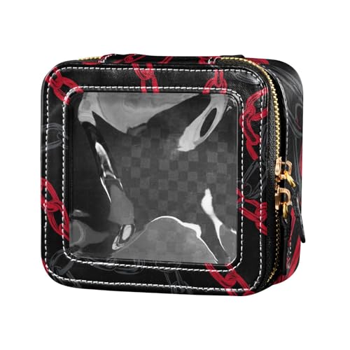 Schwarze und rote Kette Gothic transparente Make-up-Tasche für Geldbörse, wasserdicht, Reise-Kulturbeutel, Kosmetik-Organizer für Damen von Amooorous