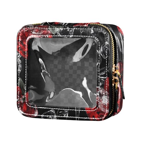 Schwarze und rote Kirsch-Cocktail-Make-up-Tasche für Geldbörse, Reisetaschen für Toilettenartikel, kleine Kosmetiktasche für Geldbörse für Reisen von Amooorous