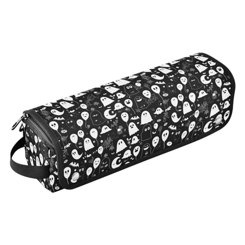 Schwarze und weiße Cartoon-Halloween-Ballon-Heißhaar-Werkzeuge, Reisetasche und hitzebeständige Matte mit Reißverschluss, tragbarer Haarstyling-Werkzeug-Organizer für Glätteisen, Glätteisen Schwarze und weiße Cartoon-Halloween-Ballon-Heißhaar-Werkzeuge, Reisetasche und hitzebeständige Matte mit Reißverschluss, tragbarer Haarstyling-Werkzeug-Organizer für Glätteisen, Glätteisen von Amooorous