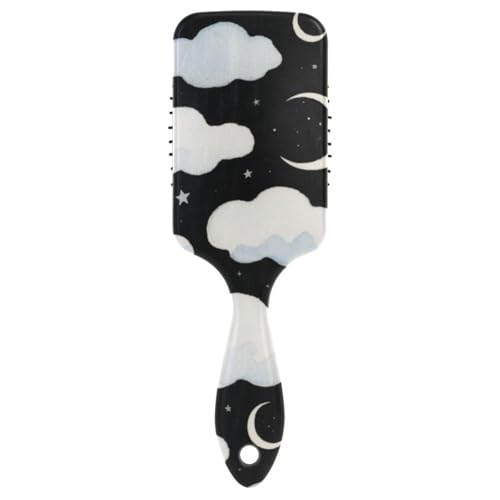 Schwarze und weiße Wolken, Mondfreundliche Haarbürste für schwarze Frauen, Nass- und Trockenbürste für feines Haar mit ergonomischem Griff, cepillo para cabello rizado Schwarze und weiße Wolken, Mondfreundliche Haarbürste für schwarze Frauen, Nass- und Trockenbürste für feines Haar mit ergonomischem Griff, cepillo para cabello rizado von Amooorous