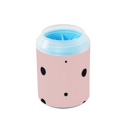 Schwarze unregelmäßige Punkte, tragbarer Hunde-Fußreiniger-Becher mit Silikonbürste, weiche Haustierfüße, Reinigungsset für Katzen, Hunde, Cepillos para perros von Amooorous