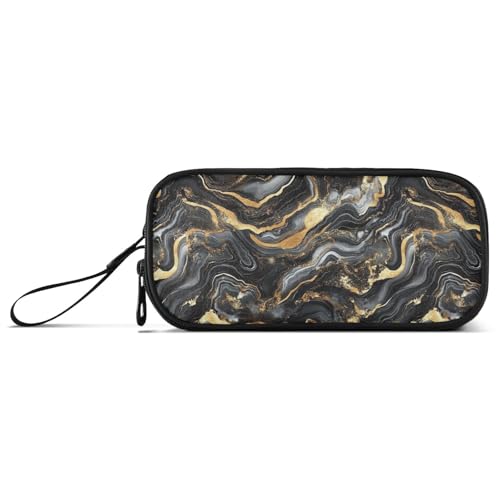 Schwarzes und goldfarbenes Nylon-Federmäppchen mit Marmorstruktur, großes Fassungsvermögen, Federmäppchen mit Fächern, Schreibwarentasche für Schulkinder Schwarzes und goldfarbenes Nylon-Federmäppchen mit Marmorstruktur, großes Fassungsvermögen, Federmäppchen mit Fächern, Schreibwarentasche für Schulkinder von Amooorous