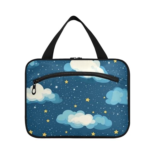 Sky and Stars Moderne hängende Reisetasche, Kulturbeutel mit Haken, Designer-Essentials-Set, Tasche für Damen und Herren, Arbeit von Amooorous