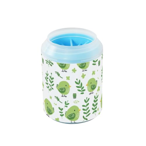 Smaragdgrüner süßer verspielter Vogel wiederverwendbarer Hunde-Fußreiniger-Becher mit Silikonbürste, weiche Füße, Badebürste, geeignet für kleine, mittelgroße und große Hunderassen, Peine para perros von Amooorous