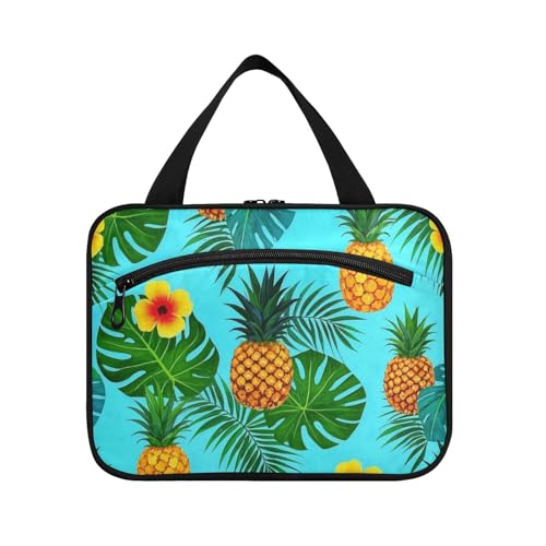 Sommer-Ananas-Palmen-Blumen-Hängetasche, Reisetasche mit Haken zum Aufhängen, niedliche Designer-Make-up-Tasche für Damen, Reise-WC, Cartera para maquillaje L von Amooorous