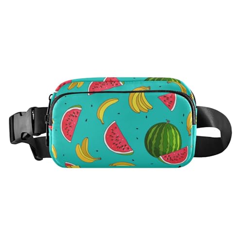 Sommer-Banane und Wassermelone, trendige Bauchtasche für Herren und Damen, kleine Croose-Körper-Geldbörse mit verstellbarem Riemen für Workout, Laufen, Wandern, Sommerbanane und Wassermelone, 1 size von Amooorous