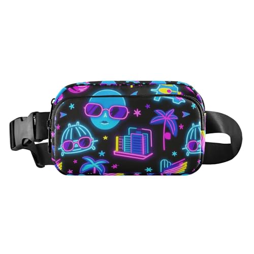 Sommer-Neon-Gürteltasche, coole Brille, Kokosnuss, Trerendy, Gürteltasche für Männer und Frauen, Mini-Schultertasche, Reisezubehör, mit verstellbarem Riemen für Shopping, Sport, Arbeit von Amooorous