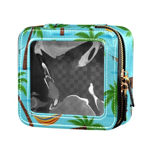 Sommerblaue Kokosnussbaum-Hängematte, transparente Make-up-Organizer-Tasche, Nagellack-Organizer-Tasche, Kosmetik-Organizer für Fliegen von Amooorous