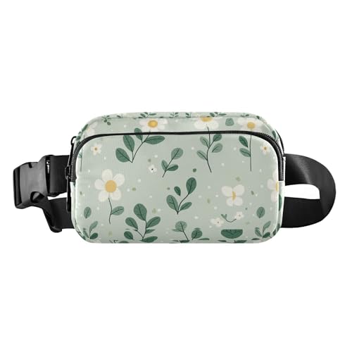 Sommergrüne kleine Blumen, modische Gürteltasche für Herren und Damen, Mini-Umhängetasche mit verstellbarem Riemen für Reisen, Urlaub, Laufen von Amooorous