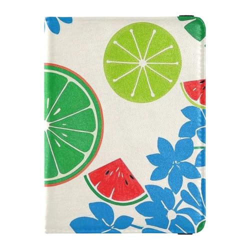 Sommerstil Zitrone Wassermelone Mode Leder dekorative Reisebrieftasche Damen Reisepasshülle Geldbörse Combo Badge ID Impfpass Halter Geldbörse leicht, Sommer-Stil Zitrone Wassermelone Mode, 1 size von Amooorous