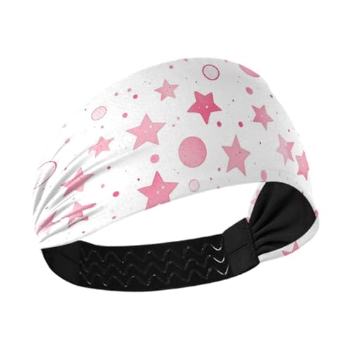 Sport-Stirnband mit pinken Sternen, feuchtigkeitsableitend, elastisches Schweißband für Yoga, Tennis, Fitnessstudio, Diademas und Para Mujer von Amooorous