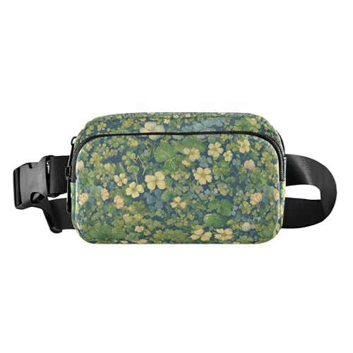 St. Patrick's Day Gürteltasche mit vierblättrigem Kleeblatt, modische Gürteltasche für Männer und Frauen, Mehrzweck-Crossbody-Tasche mit verstellbarem Gurt, für Workout, Laufen, Wandern, Grün von Amooorous