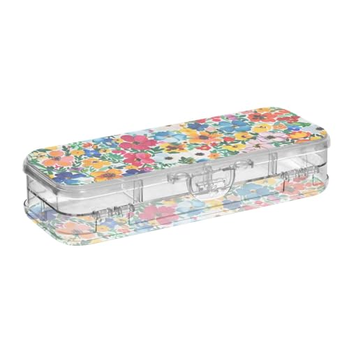 Stiftebox für Ölgemälde mit bunten Blumen, Kunststoff, transparent, 2-lagig, für Bastelarbeiten, mit Schnappdeckel Stiftebox für Ölgemälde mit bunten Blumen, Kunststoff, transparent, 2-lagig, für Bastelarbeiten, mit Schnappdeckel von Amooorous