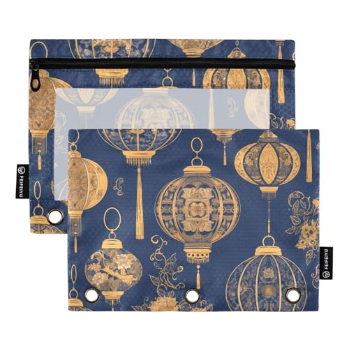 Stifttaschen Kinder mit klarem Fenster schwarz und gold europäischen Stil retro leichte große Federmäppchen große Kapazität Binder 3 Ringe Schulklasse Büro Veranstalter mehrfarbig 2 Stück von Amooorous