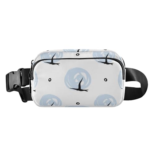 Stilvolle Bauchtasche mit frischen blauen Blumen, für Damen und Herren, große Kapazität, Gürteltasche, Reisebrieftasche mit verstellbarem Gurt, für Radfahren, Wandern, Fitnessstudio, Frische blaue von Amooorous