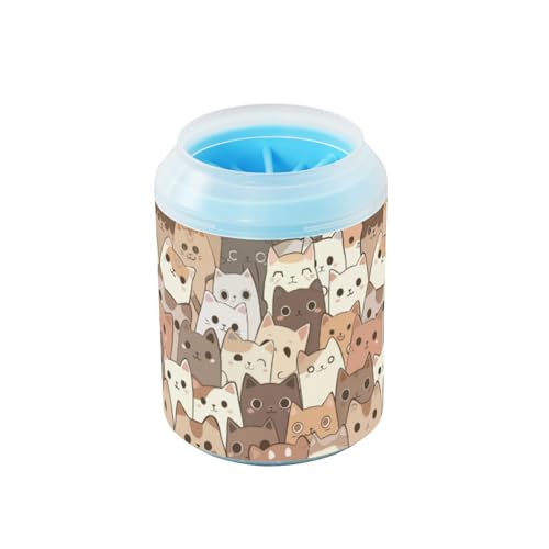 Süßes Cartoon-Kätzchen, wiederverwendbar, Pfotenreiniger-Becher mit Silikonbürste, weiche Füße, Reinigungsset für Hunde und Katzen, Regalo Para Perros von Amooorous