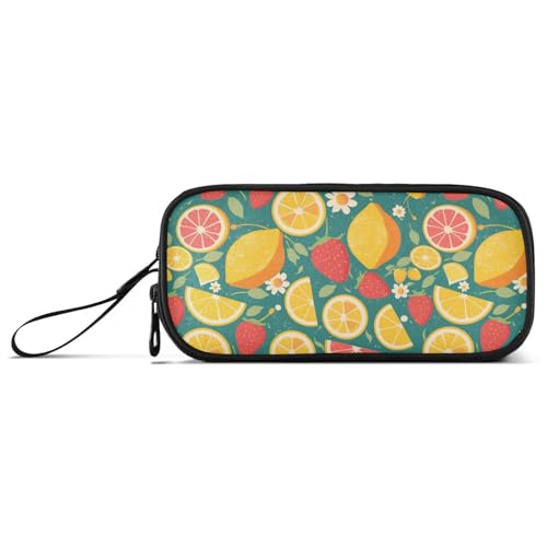 Summer Fresh Fruits Bunte Nylon Schule Federmäppchen Hohe Kapazität Federmäppchen für Mädchen Schreibwaren für adrette Schule Männer von Amooorous