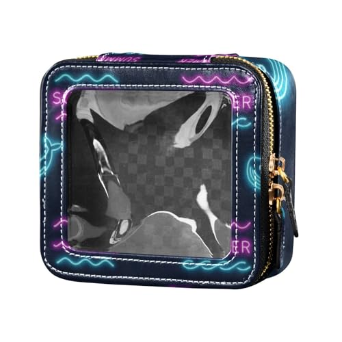 Summer Neon Whale Wave Black Cosmetic Bag with Zipper Cosmetic Bag Cosmetic Organizer Case for Travel von Amooorous