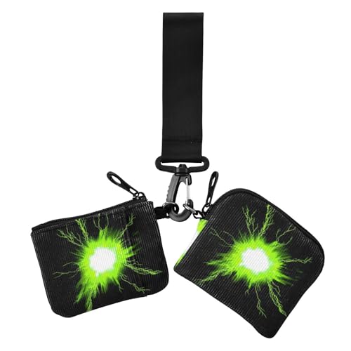 Thunderbolt Damen Kartenetuis Kleingeldhalter Kleingeldhalter Kleingeldfach Geldbörse Geld Organizer mit Handgelenkschlaufe für Arbeit Reisen 2 Stück, Fluoreszierender gelber Thunderbolt, 1 size, von Amooorous
