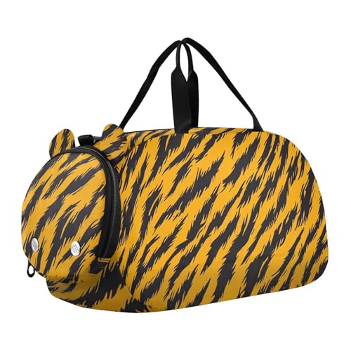 Tierhaut Leopard Gelb Schwarz Kleiner Turnbeutel mit Schuhfach Multifunktionale Wochenend-Reisetasche für Jungen und Mädchen von Amooorous