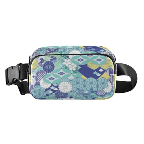 Traditionelle grüne japanische Ukiyo-e Blume süße Bauchtasche für Männer und Frauen, kleine Gürteltasche mit verstellbarem Gurt für Radfahren, Wandern, Fitnessstudio, Traditionelle grüne japanische von Amooorous