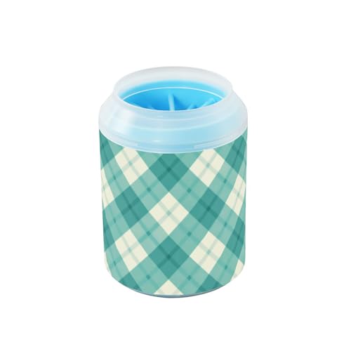 Tragbarer Pfotenreiniger-Becher mit Silikonbürste, weiches Haustier-Fuß-Reinigungsset für mittelgroße bis große Hunde, Grün und Weiß von Amooorous