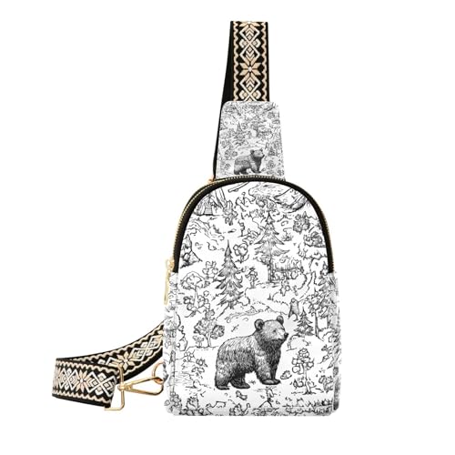 Trendige, niedliche Cartoon-Gürteltasche mit schwarzem Bär, wasserdicht, für Damen zum Wandern, Niedlicher Cartoon-Schwarzbär, 1 size von Amooorous