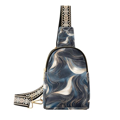 Trendige Bauchtasche für Herren mit unregelmäßiger Maserung in Blau und Gold, Unregelmäßige Maserung in Blaugold, 1 size Trendige Bauchtasche für Herren mit unregelmäßiger Maserung in Blau und Gold, Unregelmäßige Maserung in Blaugold, 1 size von Amooorous