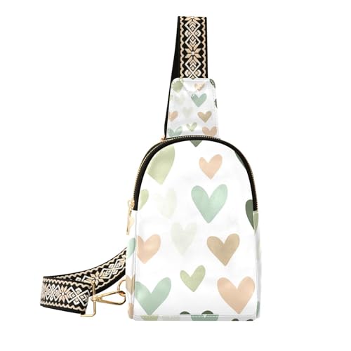 Trendige Boho-Tasche für Herren, schlichter Stil, Herzen, Grün, Diebstahlschutz, Crossbody-Tasche für Reisen, Boho-Herzen im schlichten Stil, Grün, 1 size Trendige Boho-Tasche für Herren, schlichter Stil, Herzen, Grün, Diebstahlschutz, Crossbody-Tasche für Reisen, Boho-Herzen im schlichten Stil, Grün, 1 size von Amooorous