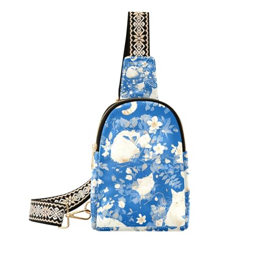 Trendige Cartoon-Gürteltasche mit niedlichem weißem Kätzchen-Motiv, Mehrzweck-Reisetasche für Damen zum Wandern, Niedliches weißes Kätzchen, 1 size von Amooorous