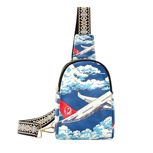 Trendige Flugzeugtasche im japanischen Stil, kleine Schultertasche aus Leder für Herren für Reisen, Flugzeug im japanischen Stil, 1 size von Amooorous