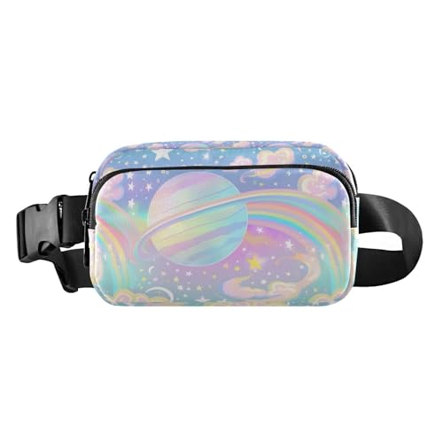 Trendige Hüfttasche für Damen und Herren, mit verstellbarem Riemen, Pastellhimmel-Design, Regenbogenstreifen, für Shopping, Sport, Arbeit von Amooorous