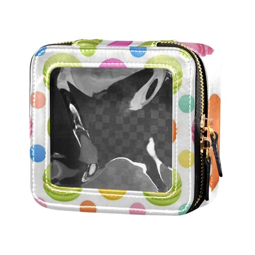 Trendige Make-up-Tasche mit Punkten, pfirsichblau, transparent, für Geldbörse, Reisetasche, Mini-Make-up-Behälter für Reisen von Amooorous