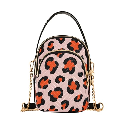 Trendige Reisetasche mit Leopardenmuster und mehreren Taschen, Rot / Lachs von Amooorous