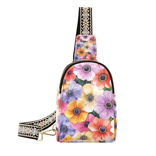 Trendige Retro-Blumen mit farbigem Ölgemälde, kleine Bauchtasche, robuste Schultertasche für Damen für Reisen, Retro-Blumen mit farbigem Ölgemälde, 1 size von Amooorous