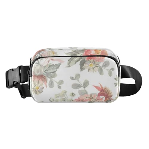 Trendige Umhängetasche für Herren und Damen, Pfirsichblumen, perlgraue Blätter, wasserabweisend, mit verstellbarem Riemen, für Reisen, Fitnessstudio, Arbeit, Pfirsichblüten, perlgraue Blätter, 1 size von Amooorous