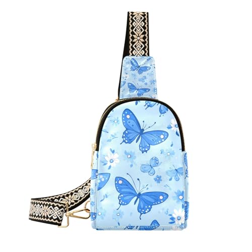 Trendige blaue Schmetterlings-Blumentasche für Herren, leichte Reise-Fanny-Tasche für Reisen, Blaue Schmetterlingsblumen, 1 size von Amooorous