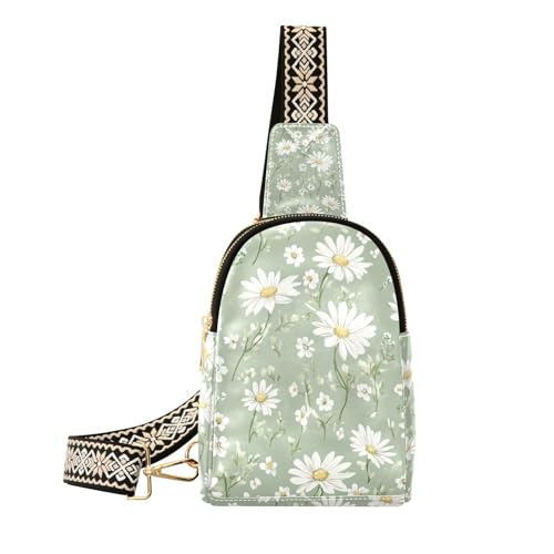 Trendige weiße Gänseblümchen, wasserdicht, modische Leder-Schultertasche für Reisen, Weißer Gänseblümchen, 1 size von Amooorous