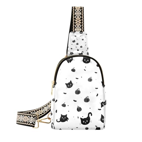 Trendiger süßer Cartoon-Rucksack mit schwarzer Katze, Mehrzweck-Rucksack für Damen zum Wandern, Niedliche schwarze Cartoon-Katze, 1 size von Amooorous