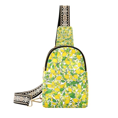 Trendiges Zitronenmuster, gelb-grüne Blätter, Gürteltasche für Herren, Leder, zum Wandern, Zitronenmuster, gelb-grüne Blätter, 1 size Trendiges Zitronenmuster, gelb-grüne Blätter, Gürteltasche für Herren, Leder, zum Wandern, Zitronenmuster, gelb-grüne Blätter, 1 size von Amooorous