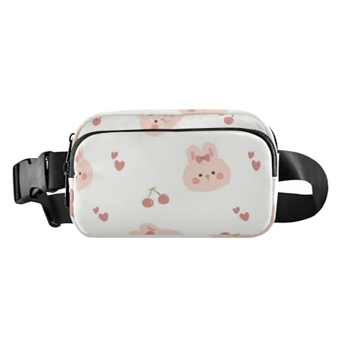 Umhängetasche mit Cartoon-Motiv Pfirsichhase und Kirsche, für Damen und Herren, Mehrzweck-Crossbody-Tasche, Anti-Diebstahl-Hüfttasche mit verstellbarem Gurt für Reisen, Laufen, Wandern, von Amooorous