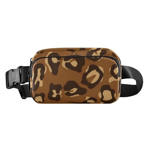 Umhängetasche mit Leopardenmuster, für Damen und Herren, Mini-Schultertasche, Brusttasche mit verstellbarem Gurt, für Workout, Laufen, Wandern, brauner Leopardenmuster, Einheitsgröße, braunes von Amooorous