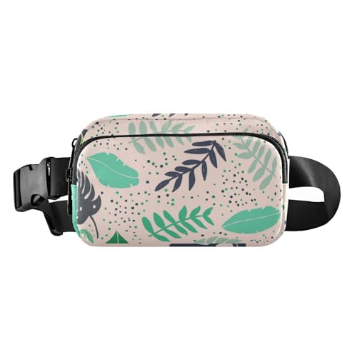 Umhängetasche mit buntem Blattmuster, bunt, trendig, für Damen und Herren, kleine Umhängetasche, Anti-Diebstahl-Hüfttasche mit verstellbarem Gurt, für Workout, Laufen, Wandern, Buntes Blattmuster, 1 von Amooorous
