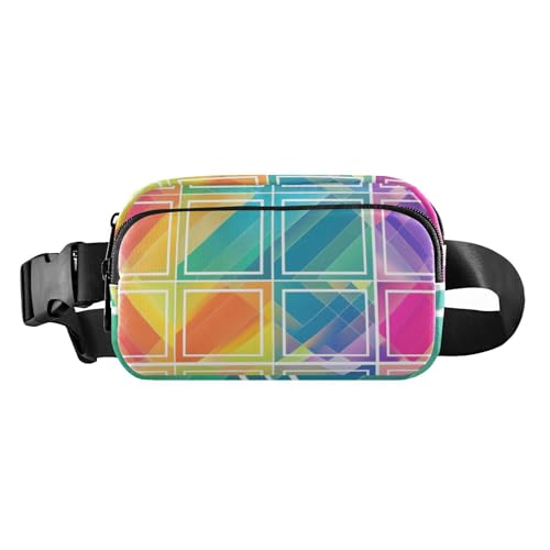 Umhängetasche mit buntem Farbverlauf, geometrischer Druck, trendige Umhängetasche, Hüfttasche für Herren und Damen, große Kapazität, Gürteltasche, Reisebrieftasche mit verstellbarem Riemen für Reisen, von Amooorous