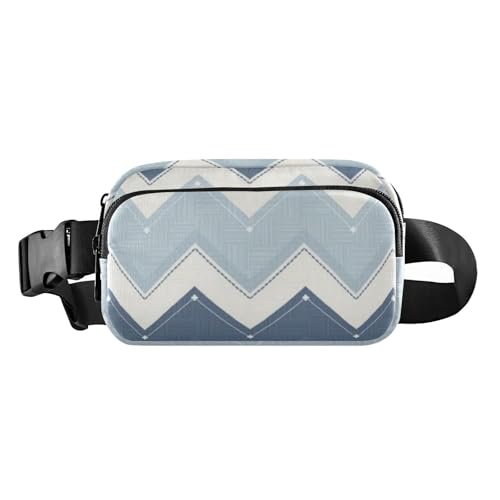 Umhängetasche mit geometrischem Streifen, für Damen und Herren, große Kapazität, Brusttasche, Gürteltasche mit verstellbarem Gurt, für Reisen, Urlaub, Laufen, Blau, Blaues Design mit geometrischen von Amooorous