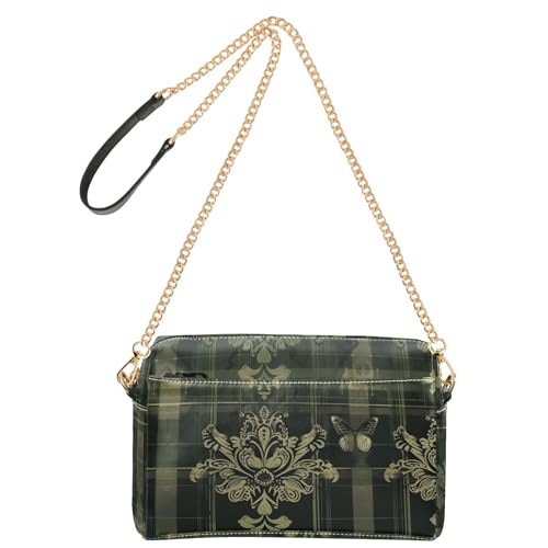Umhängetasche mit grüner Spitze, Schmetterling, modisch, klein, veganes Leder, lässige Damen-Geldbörse, wasserdicht, Schultertasche, Crossover-Tasche von Amooorous