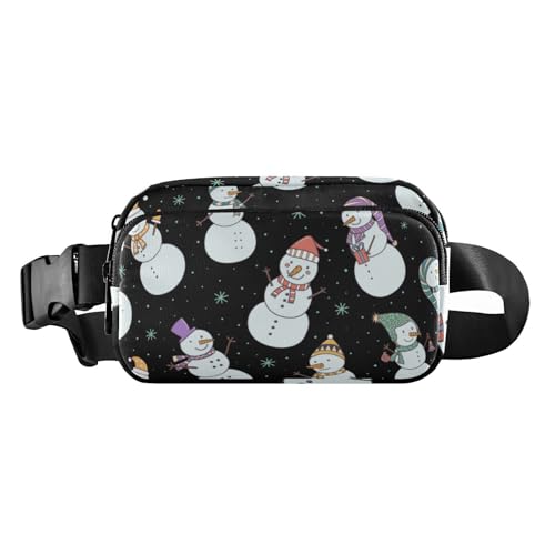 Umhängetasche mit niedlichem Schneemann, Cartoon-Motiv, für Damen und Herren, wasserabweisend, mit verstellbarem Gurt, für Radfahren, Wandern, Fitnessstudio, Niedlicher Weihnachts-Schneemann mit von Amooorous
