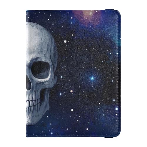 Universum Stars Starry Skull Leder dekorative Reisebrieftasche Damen Reisepasshülle Impfkartenhalter Abdeckung Combo Dokument Organizer Halter Zubehör wasserdicht, Universum Stars Starry Skull, 1 size von Amooorous